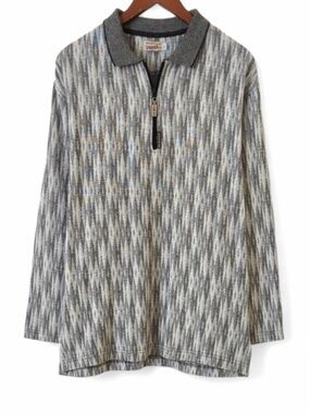 Vintage Guess Men's Gray Quarter-Zip Lightweight Sweater Size Large